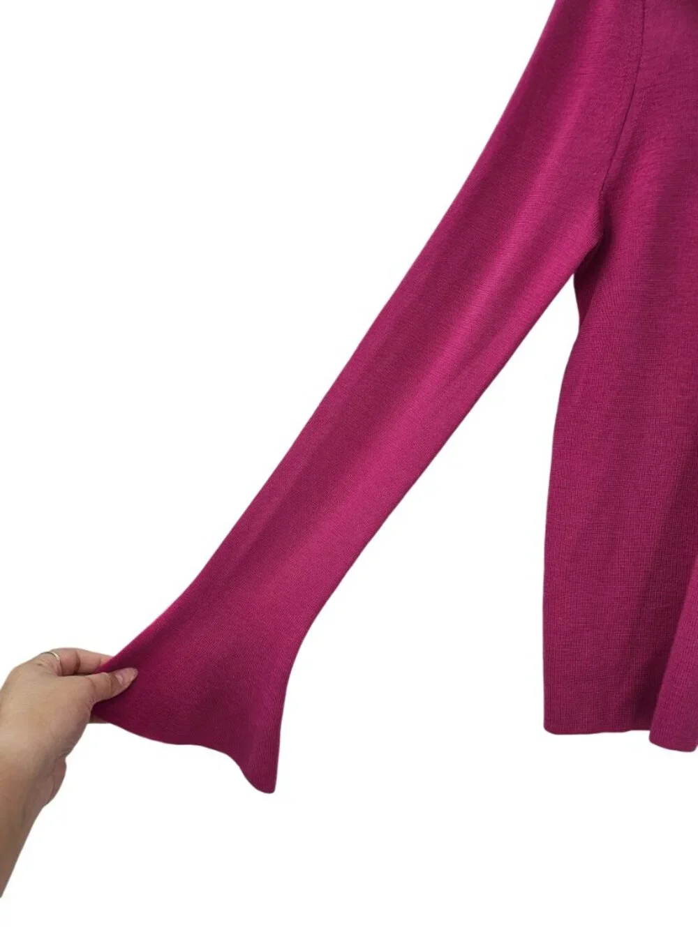 Tory Burch Kimberly Merino Wool Sweater Pink Women's Size XL Bell Sleeves Fall